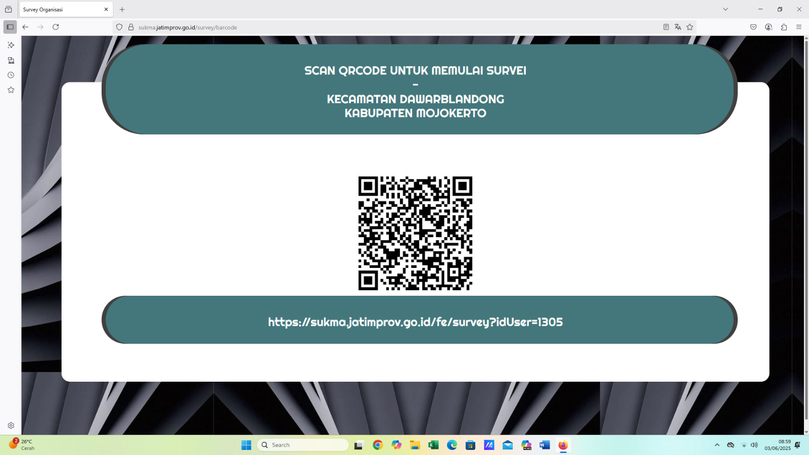 Scan QRCode Untuk memulai Servey Kecamatan Dawarblandong